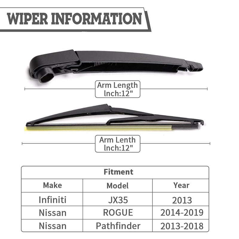 HODEE Rear Wiper Arm Blade Nut Set-Replacement for Nissan Pathfinder 2013-2019,Rogue 2014-2020,Back Windshield Wiper Assembly,with Window Wiper Cap Cover Accessories,select,Sport,OE:28780-3JA0A - Image 2